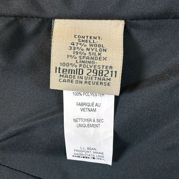 LL Bean Herringbone Tweed Wool Silk Blend Jacket M Charcoal Gray Elbow Patch Y2K - Picture 8 of 9